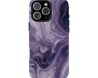 Purple Marble Tough Phone Case, Minimalist Elegant Design