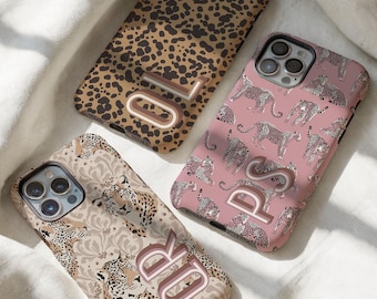 Personalized Animal Print Phone Case, Custom Monogram Initial