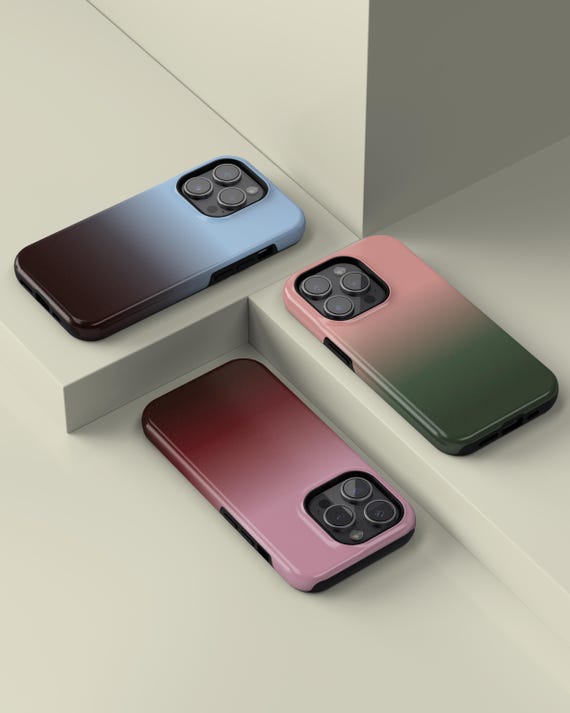 Two-Tone Gradient Glossy Phone Case, Dual Layer Protection