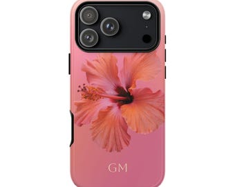 Monogram Hibiscus Phone Case, Personalized Floral Initial Case