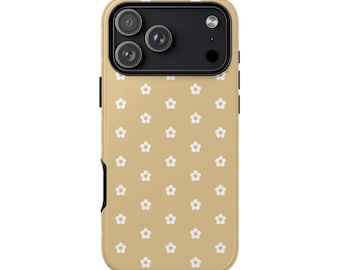Capa de celular floral com margaridas amarelas, capa protetora resistente.