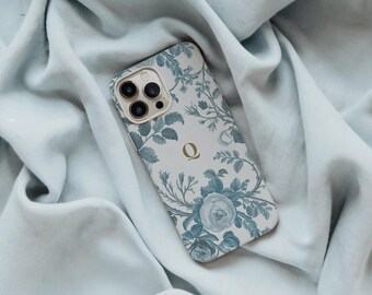 Monogram Toile Phone Case, Personalized Floral iPhone, Samsung, Pixel
