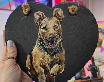 Cœur en ardoise avec portrait d'animal de compagnie