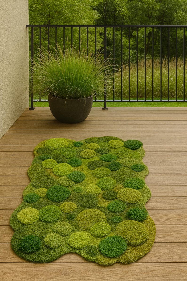 Moss Inspired Green Hand Tufted Wool Rug | Nature 3D Textured Carpet ...