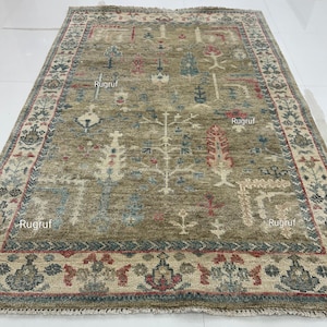 Olive Green Grey Persian style Oushak, Modern Traditional Hand Knotted Wool Rug CUSTOMIZE in any Size Rugruf Handmade Oushak Rug living room