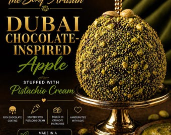 Manzana rellena de pistacho inspirada en el chocolate de Dubái / Dulce gourmet