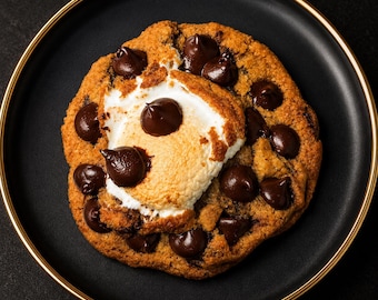 S'morified Gourmet Chocolate Chip Cookie | 5 oz Stuffed Marshmallow Cookie | Bakery Style Dessert | Graham Cracker Cookie | Handmade Gift