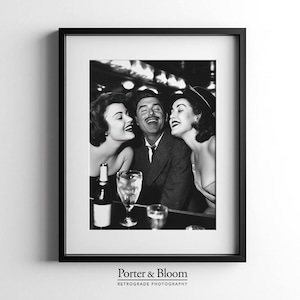 Friends Laughing at Bar Wall Art, Black & White Photo, Vintage Alcohol Poster, Bar Cart Wall Print, Retro Cocktail Decor, Digital Download