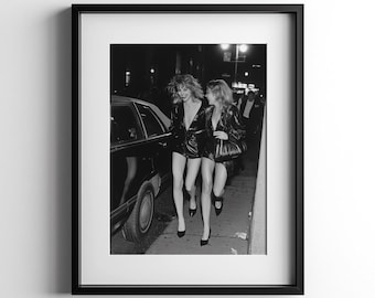 Ladies Night Wall Art, 1980s Bar Cart Poster, Black & White Cocktail Print, Nightclub Vintage Decor, Alcohol Photograph, Digital Download