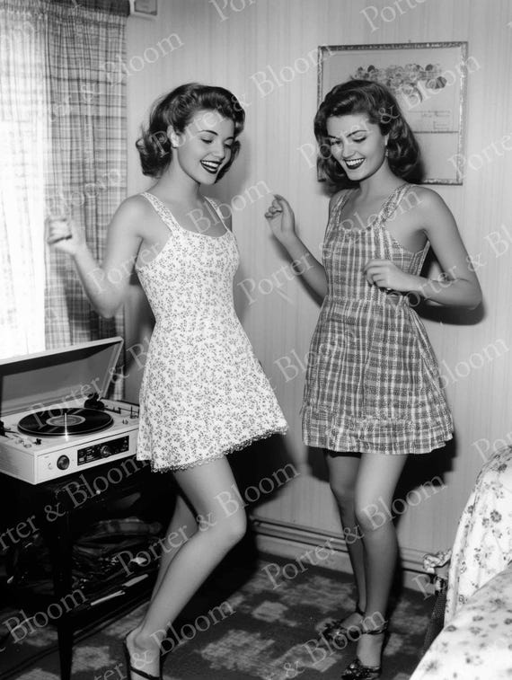 Girls Dancing Print, Female Friendship Print, Vintage Poster