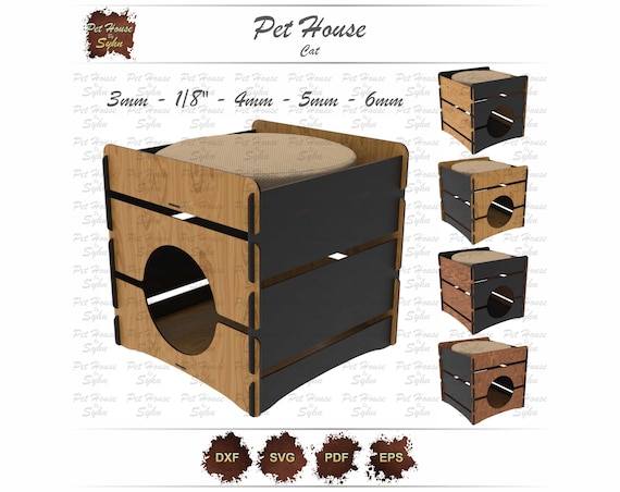 Cat House with Rooftop Terrace Laser Cut File – Flatpack Design