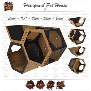 Lasergesneden muur opknoping zeshoekig (honingraat) kattenhuis SVG, muur opknoping bed SVG, lasergesneden bestand, digitaal bestand direct downloaden