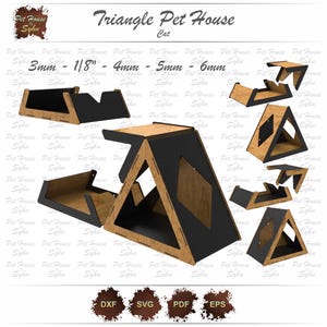 Lasergesneden muur opknoping driehoek kattenhuis SVG, muur opknoping stap SVG, muur opknoping bed SVG, lasergesneden bestand, digitaal bestand direct downloaden