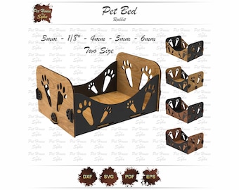 Archivo de corte láser para cama de conejo – Patrón de huella de conejo, dos tamaños