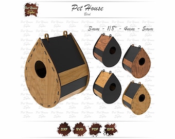 Archivo de corte láser de casita para pájaros con forma de lágrima – Para montar en la pared o colgar