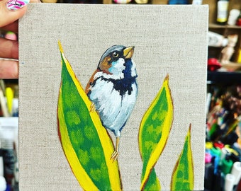 Sparrow original painting wall art