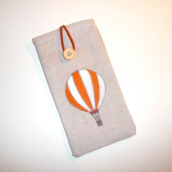 iPhone 5, 4 Case-Handmade- iPod touch case- Hot air balloon-one of a kind cell phone cover, linen