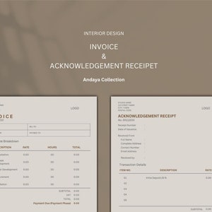 Interior Design Invoice & Acknowledgement Receipt - Etsy
