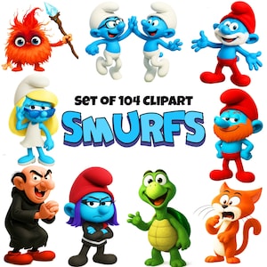 The Smurfs 2025. PNG bundle, Cute Smurfette, Smurf Movie Images Set, 3D clipart, Cartoon, Digital T-Shirt designs, Stickers Pack, fan art