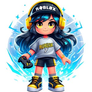 Roblox PNG, Gamer Girl, Roblox cute character, T-shirt kids print, high resolution image, digital design, roblox Sticker, video game fan art
