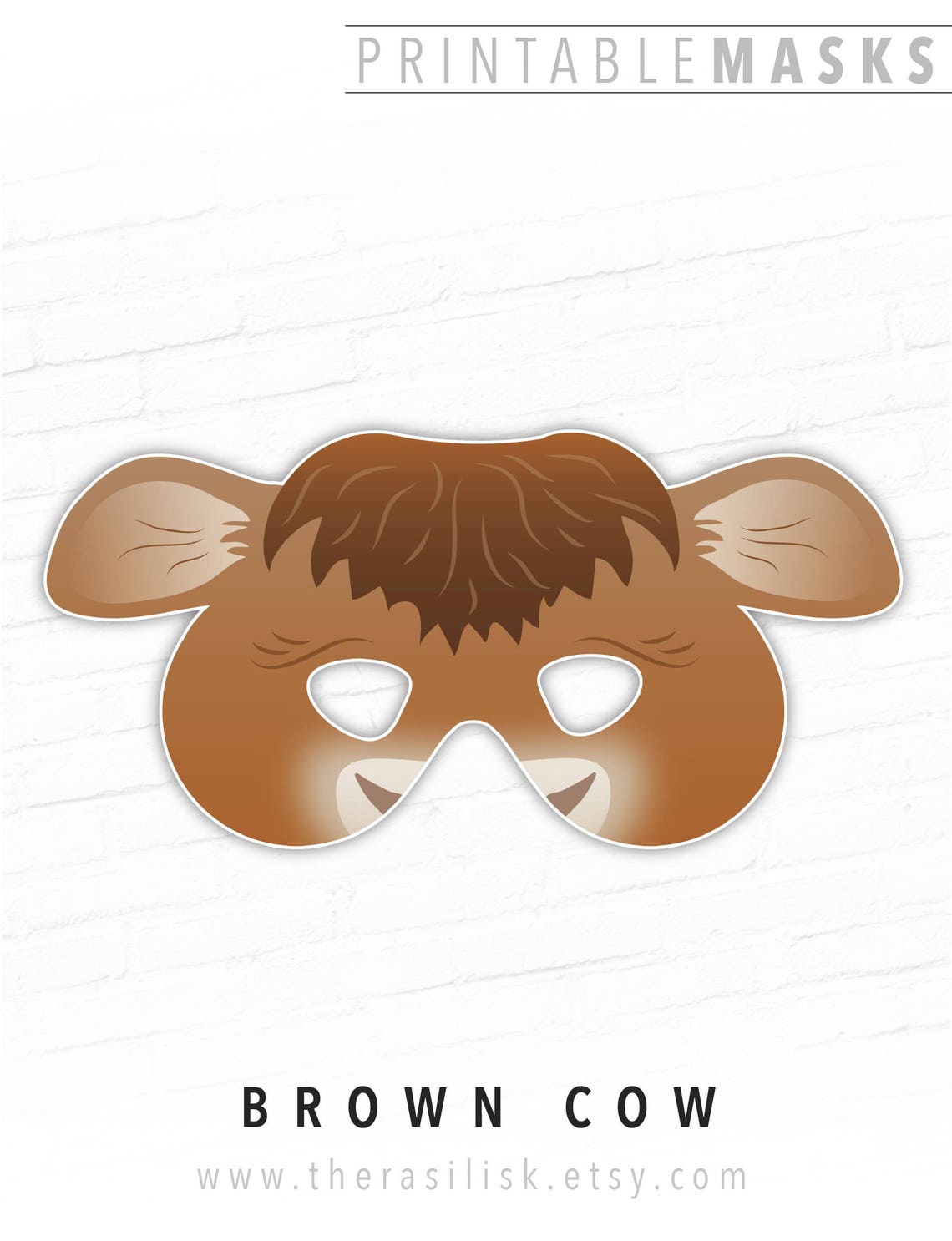 Printable Cow Mask Brown Cow Costume Printable Nativity | Etsy