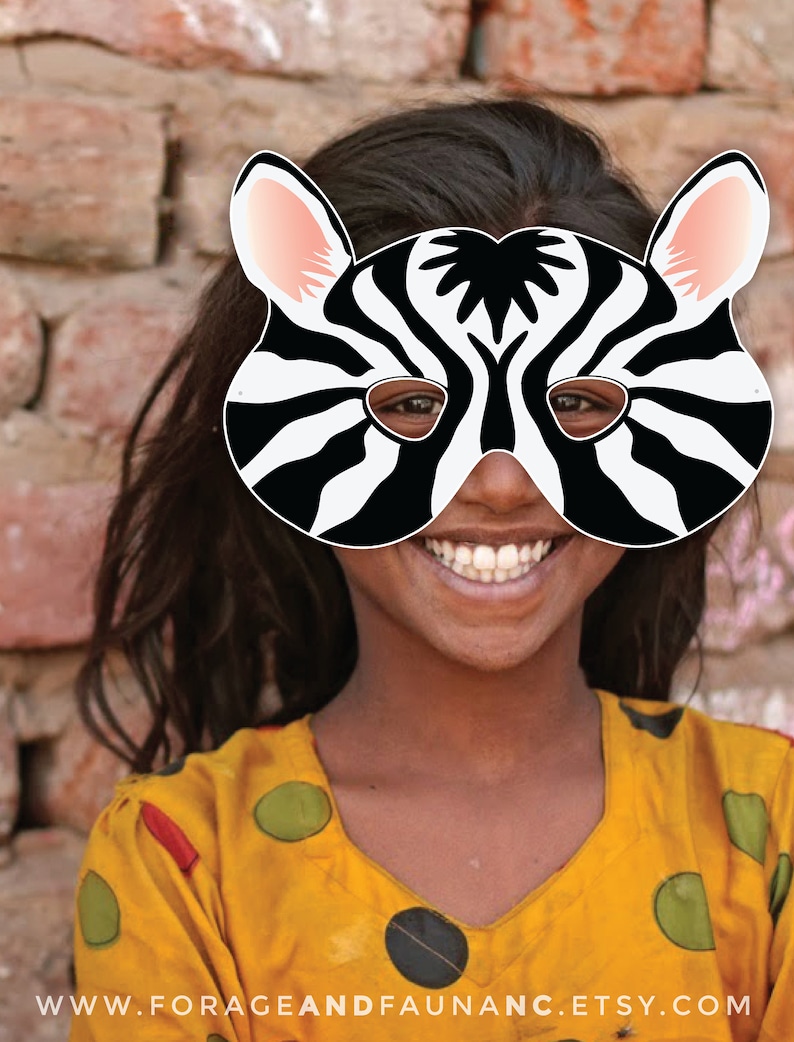 Zebra Printable Animal Mask Halloween Masks Party Mask Costume Lion ...