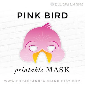 Pink Bird Printable Mask Costume Pink Headed Warbler Fruit Dove Finch Hummingbird Spring Easter Mask Printable Animal Mask Photo Booth Props