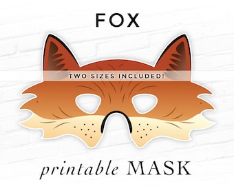 Máscara de fiesta de Halloween imprimible de zorro Zorro y sabueso Caperucita roja Hada Animales del bosque Fotomatón Prop Teatro Zorro rojo Juego de imaginación