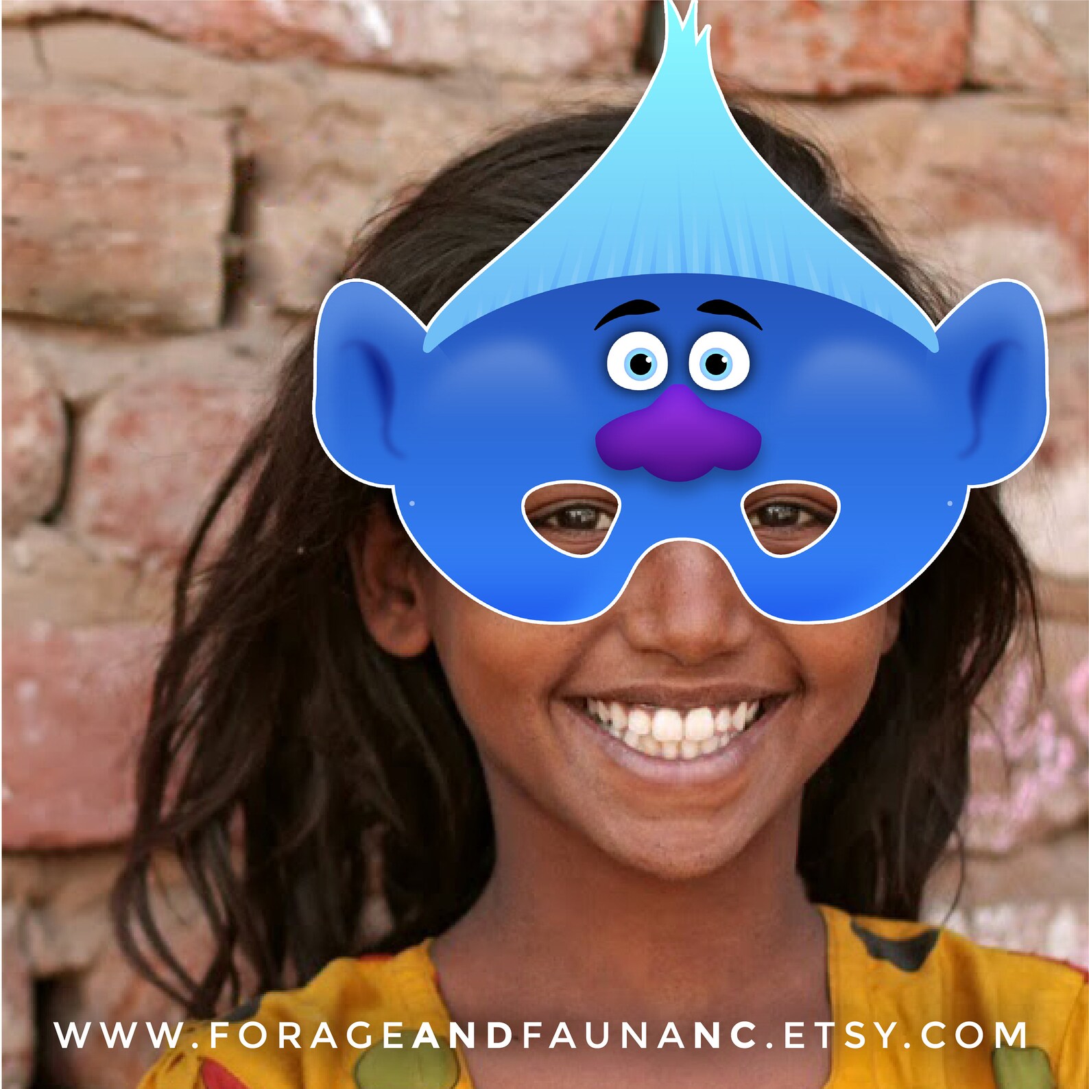 Blue Troll Costume Halloween Face Mask Printable for Kids Etsy