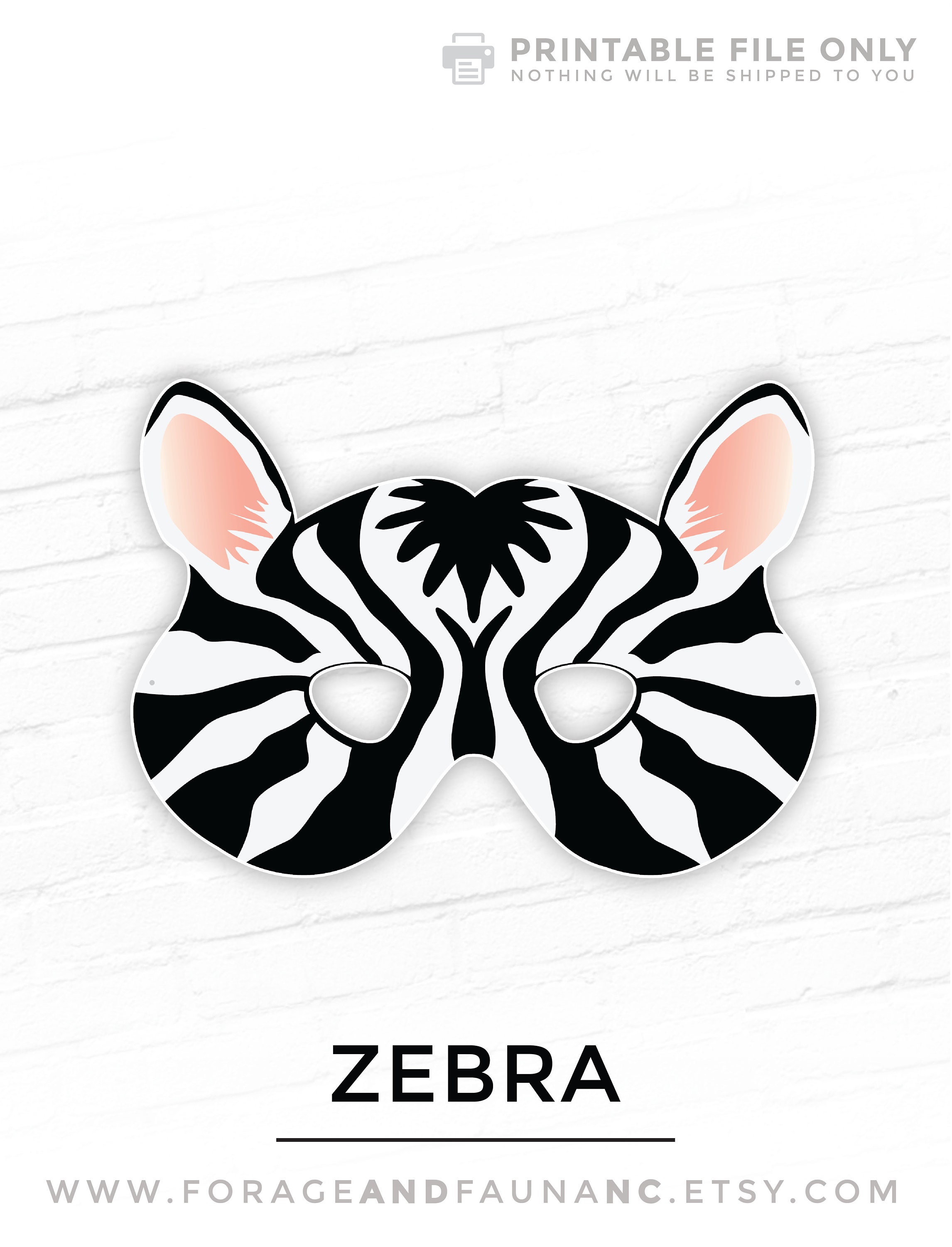 Pick up blade stå Guvernør Zebra Printable Animal Mask Halloween Masks Party Mask Costume - Etsy