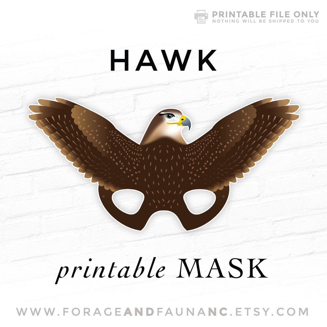 Printable Hawk Mask Halloween Party Printable Falcon Mask Bird Masks ...