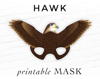 Printable Hawk Mask Halloween Party Printable Falcon Mask Bird Masks Birds of Prey Raptors Woodland Animals Photo Booth Prop Theater Birb