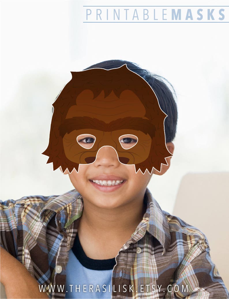 Printable Mask Halloween Mask Sasquatch Big Foot Monster | Etsy