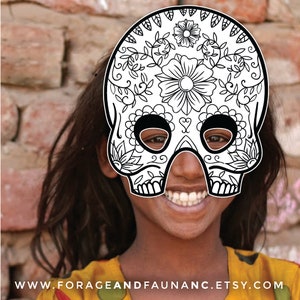 Coloring Fun Day of the Dead Printable Mask Activity Mexican Sugar ...