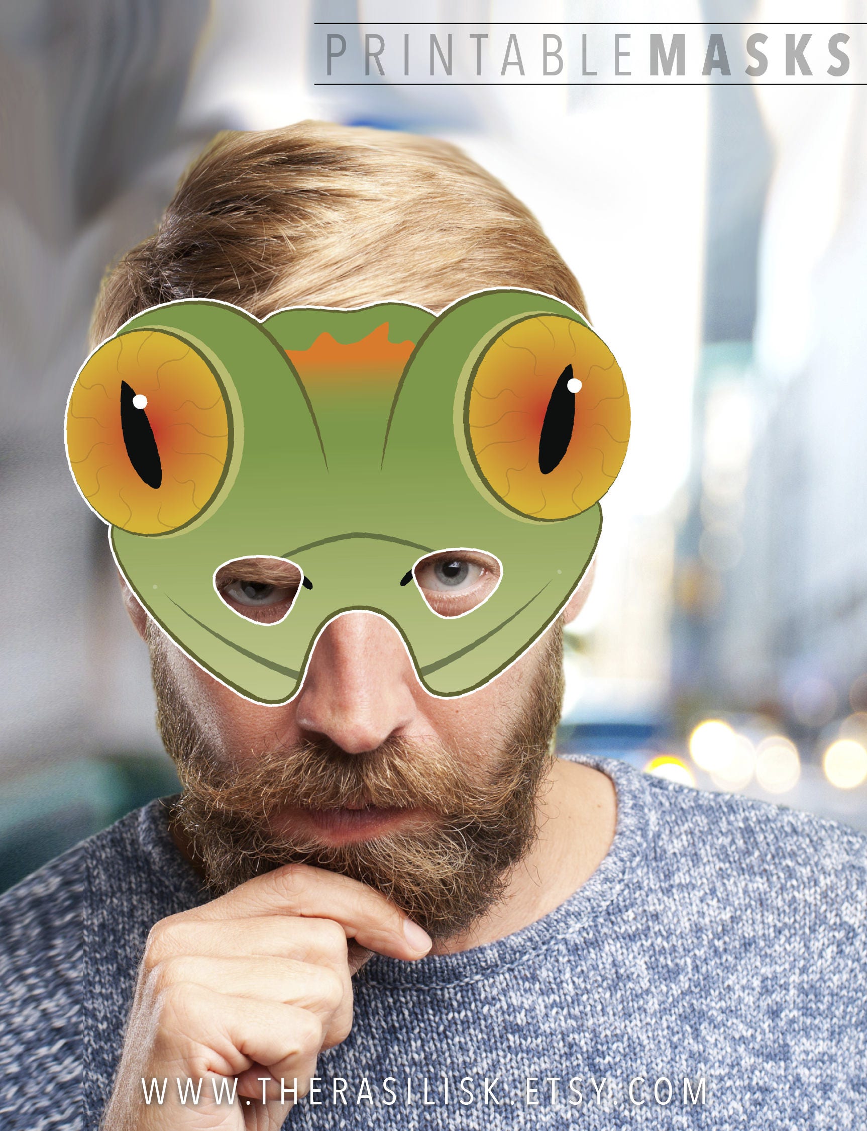Printable Halloween Mask Lizard Mask Gecko Printable Mask | Etsy
