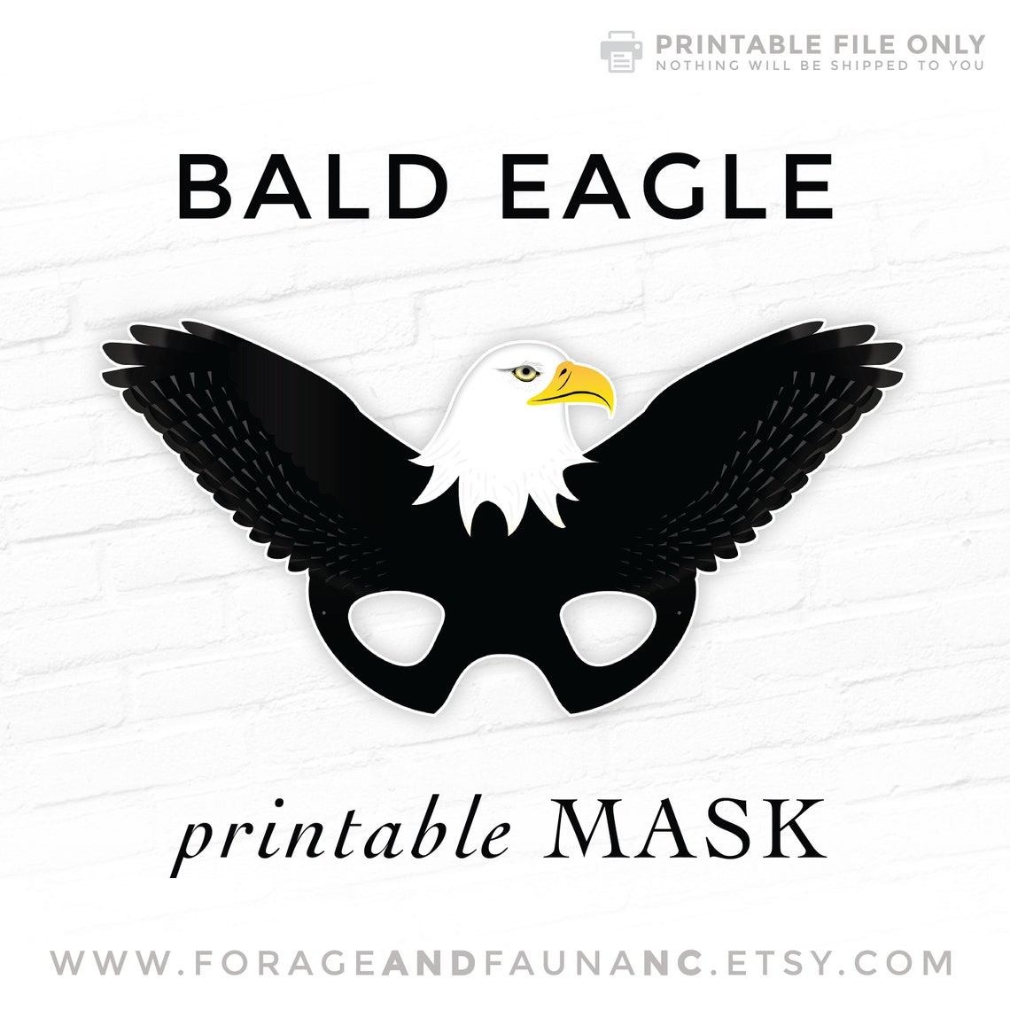 Bald Eagle Printable Mask Halloween Party Bird Mask Patriotic 4th of ...