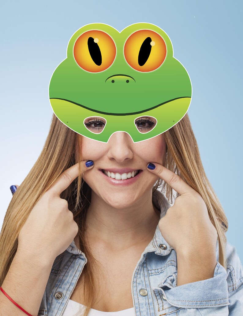 Printable Mask Halloween Mask Animal Mask Frog Mask Green Etsy