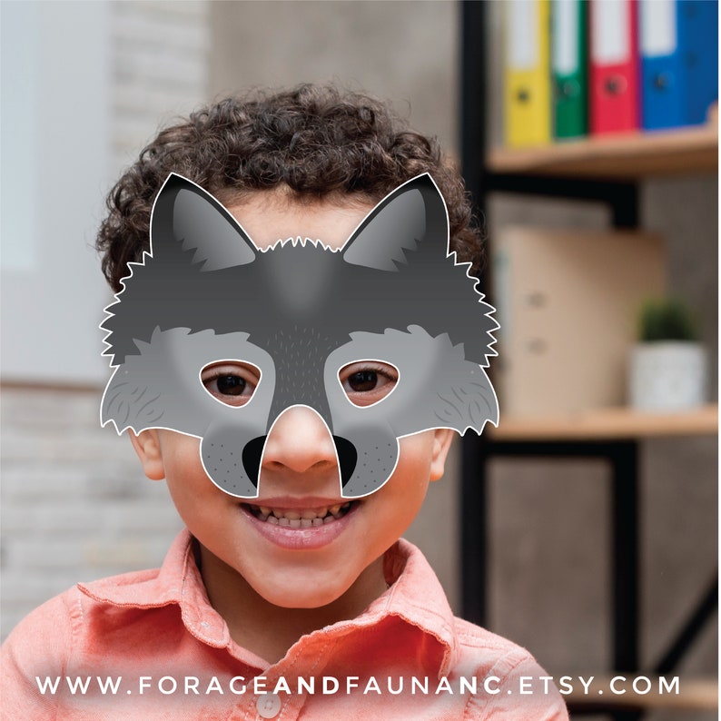 Gray Wolf Printable Halloween Mask Grey Wolfdog Big Bad Wolf Direwolf Photo Booth Prop Fairy Tale Costume Husky Malamute Sleddog Shepherd image 6