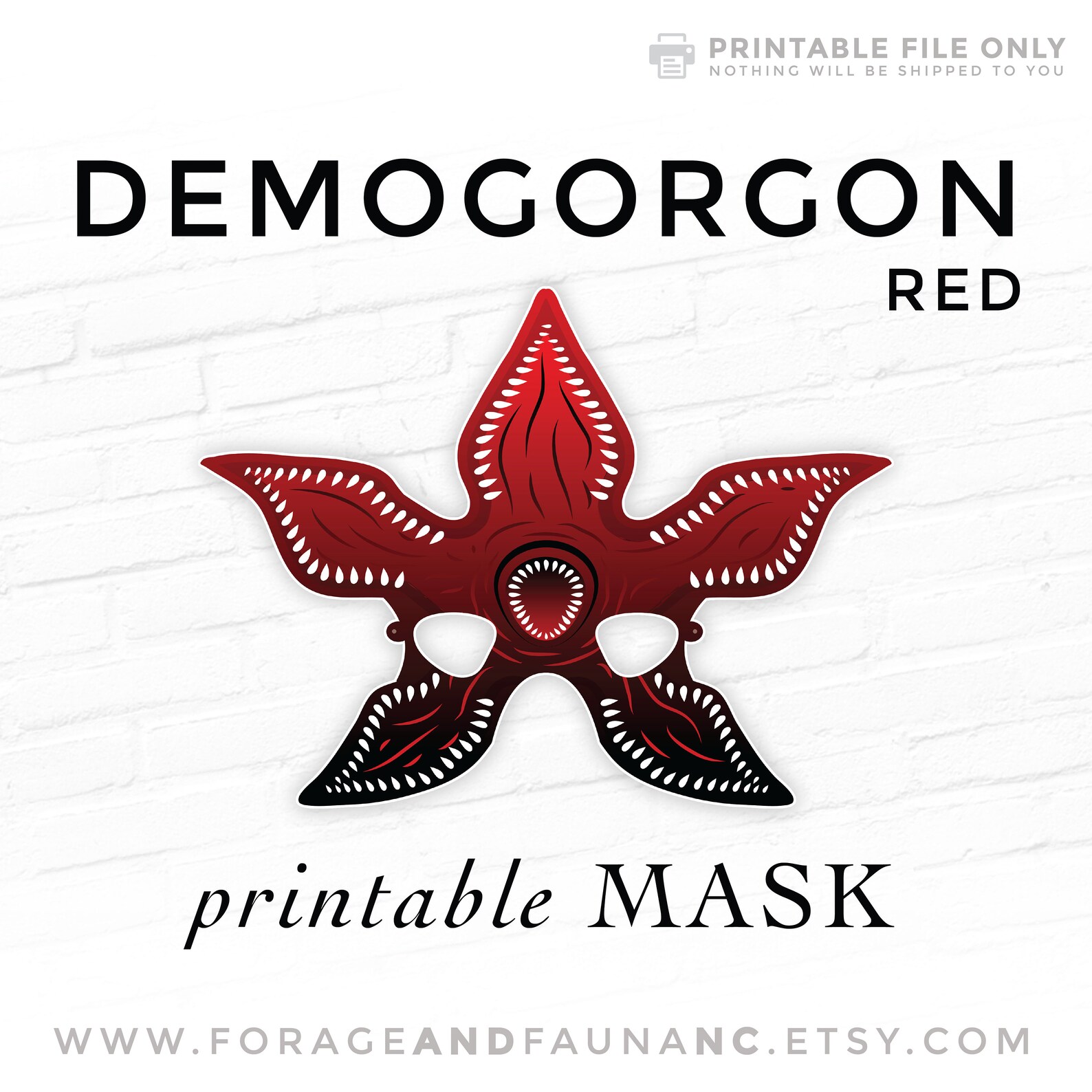 Demogorgon Printable Halloween Costume Mask Paper Mask Red - Etsy UK