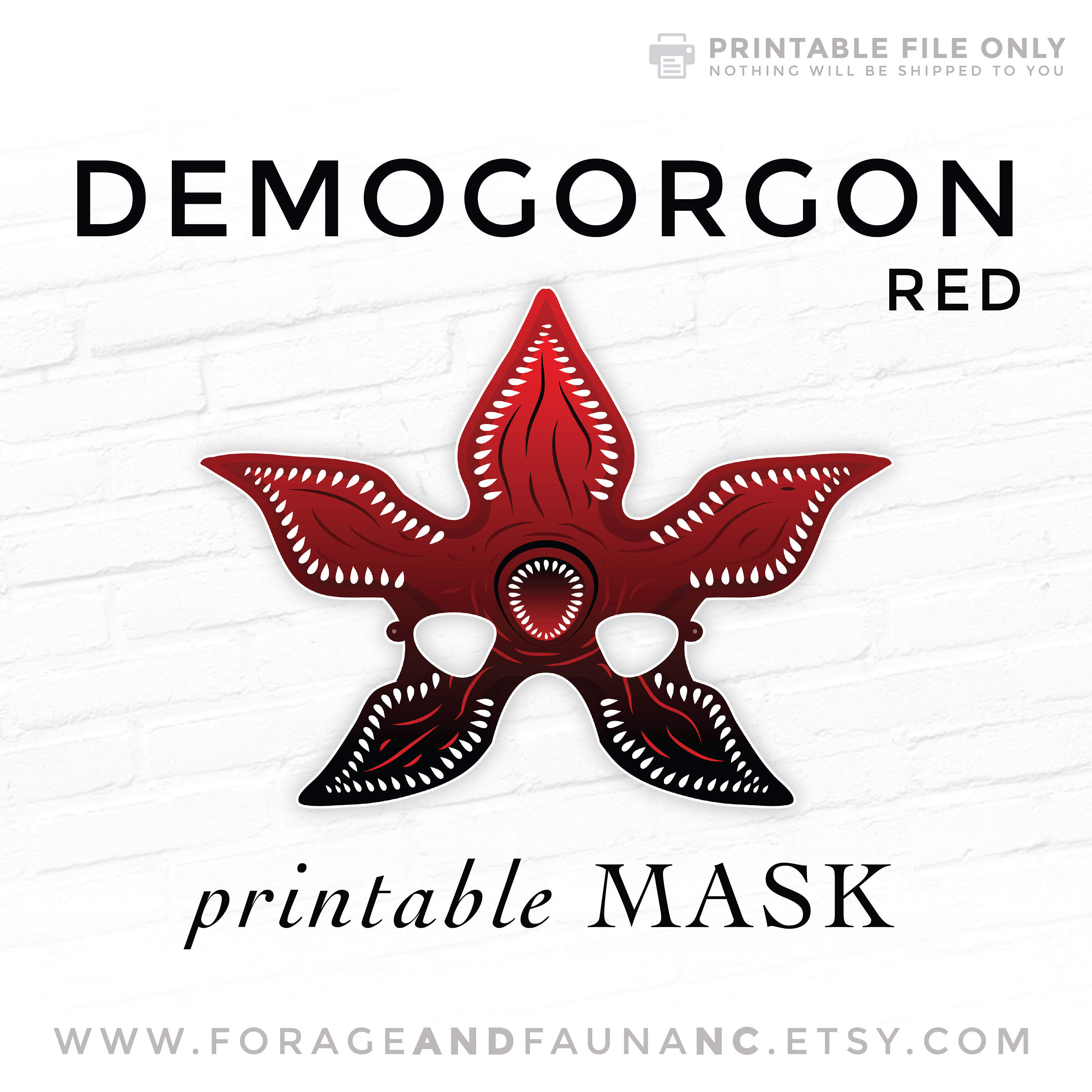 Demogorgon Printable Halloween Costume Mask Paper Mask Red | Etsy