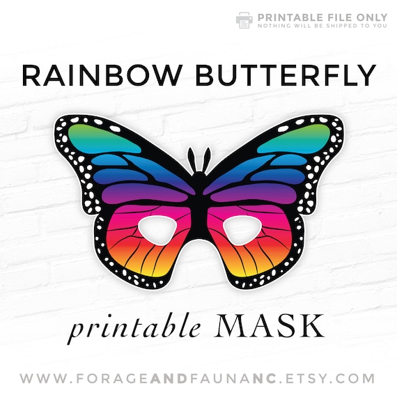 Rainbow Butterfly Printable Mask Colorful Moth Mask Bug Insect - Etsy
