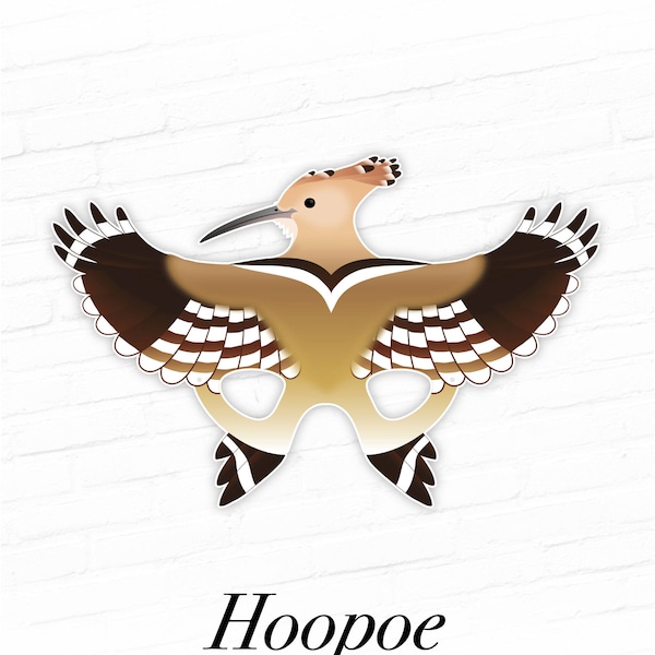 Hoopoe Mask, Bird Masks, Printable Bird Mask, Hoopoe Printable Mask, Paper Animal Masks, African Hoopoe, Wedding Photo Booth, Kids Costumes