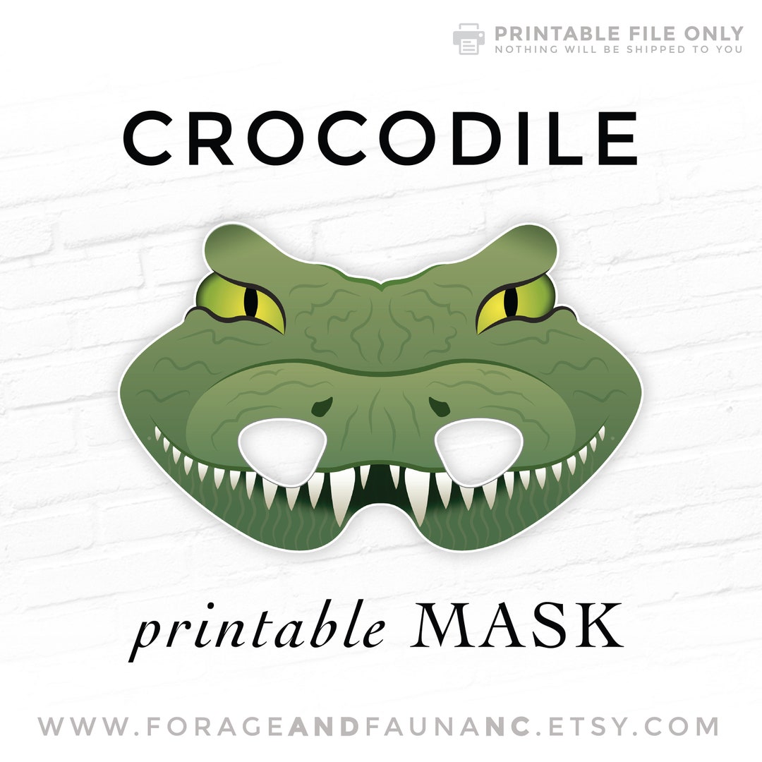 Crocodile Printable Animal Mask Reptile Dinosaur Birthday Halloween Party Mask Lizard Lion ...
