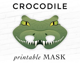 Crocodile Printable Animal Mask Reptile Dinosaur Birthday Halloween Party Mask Lizard Lion Caiman Croc Sobek Crocubot Derick Photo Booth
