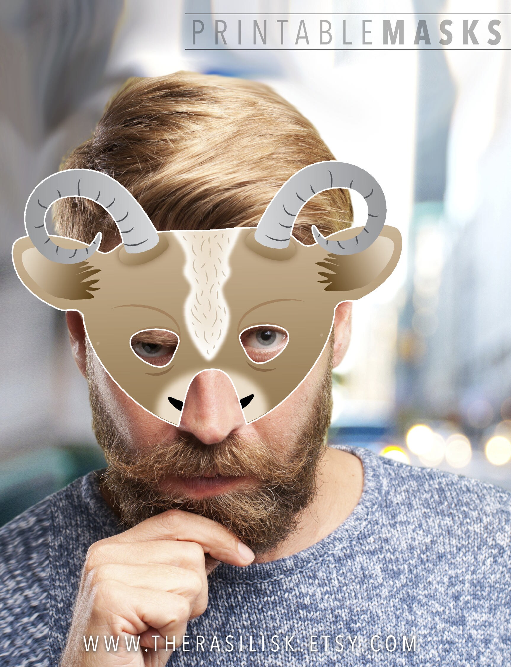 Goat Printable Mask Nativity Mask Printable Halloween Mask Etsy