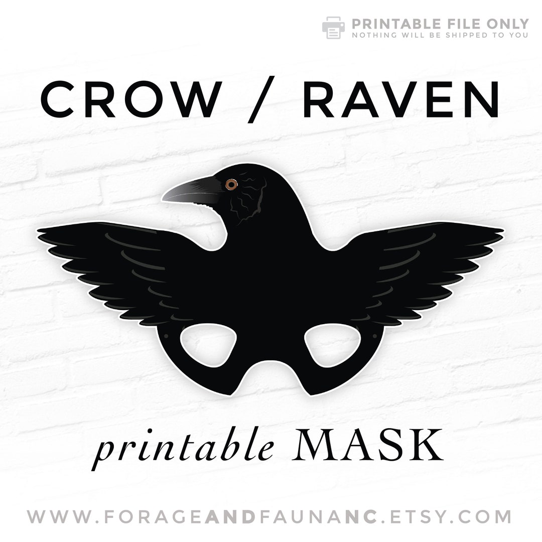 Crow Printable Mask Costume Blackbird Cowbird Raven Grackle Starling
