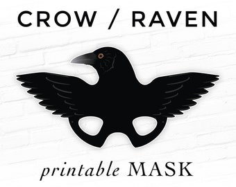 Crow Printable Mask Costume Blackbird Cowbird Raven Grackle Starling Phoebe Oriole Party Halloween Photo Booth Props Jake Edgar Allen Poe