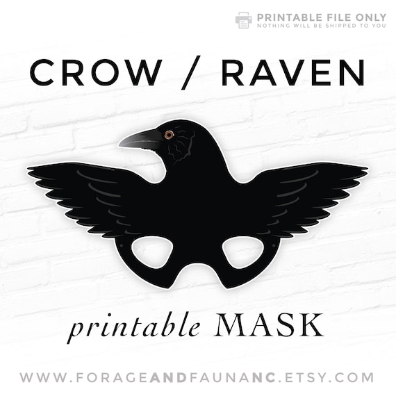Crow Printable Mask Costume Blackbird Cowbird Raven Grackle Etsy