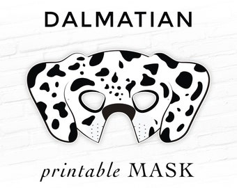 Dalmatian Printable Dog Animal Mask Doggo Puppy Mask Black White Spotted Dog Halloween Party Prop Photo Booth Props Kids Costume 101 Cosplay