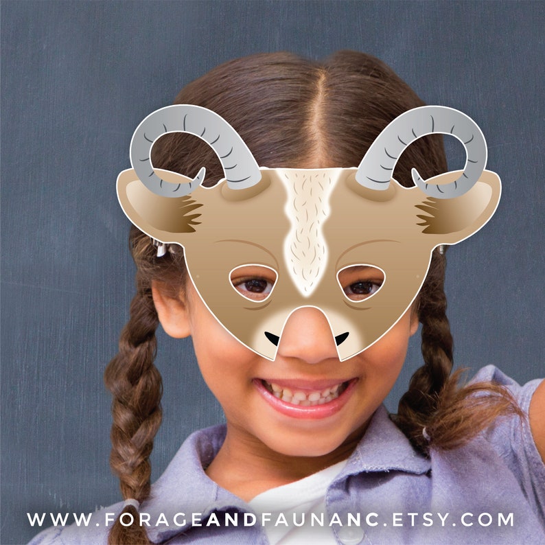 Goat Printable Costume Face Mask Nativity Theater Mask Halloween